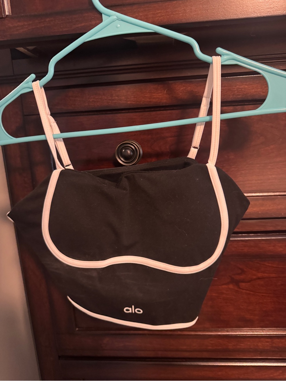 ALO Yoga Black Sports Bra with White Trim
